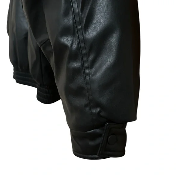 Zara Faux Leather Black Bomber Jacket - Picture 7 of 9